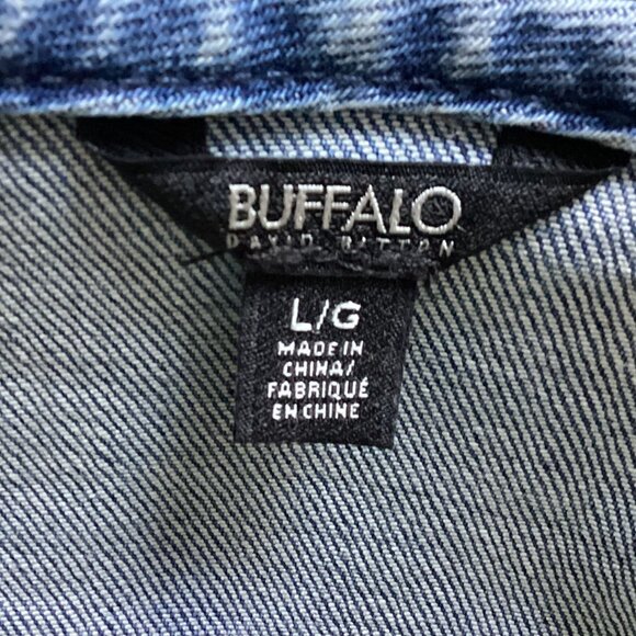 Buffalo David Bitton Antheia Denim Wrap-Around Dress Size L Long Sleeves Stretch - Picture 8 of 10